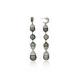 GRAY CULTURED PEARL AND DIAMOND EARRINGS - Foto 3