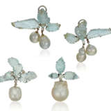 SET OF AQUAMARINE, CULTURED PEARL AND DIAMOND JEWELRY - фото 1