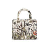 A LIMITED EDITION CREAM CALFSKIN LEATHER & EMBROIDERED JARDIN NATUREL MEDIUM LADY DIOR WITH SILVER HARDWARE - фото 2