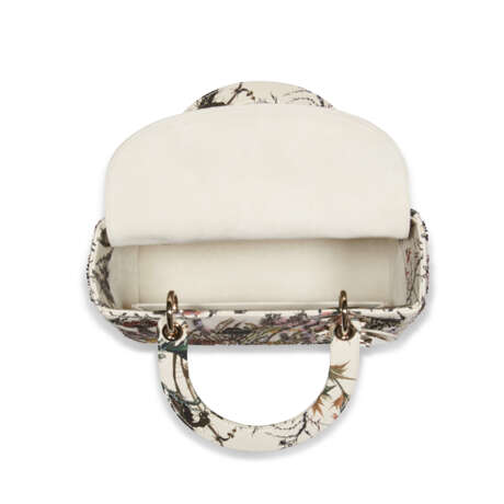 A LIMITED EDITION CREAM CALFSKIN LEATHER & EMBROIDERED JARDIN NATUREL MEDIUM LADY DIOR WITH SILVER HARDWARE - photo 4