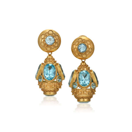 BLUE TOPAZ AND GOLD EARRINGS - фото 1