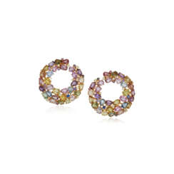 COLORED SAPPHIRE AND DIAMOND EARRINGS