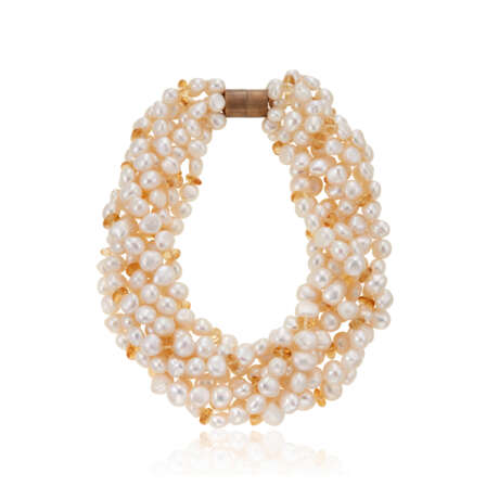 BAROQUE CULTURED PEARL AND CITRINE MULTI-STRAND NECKLACE - фото 1