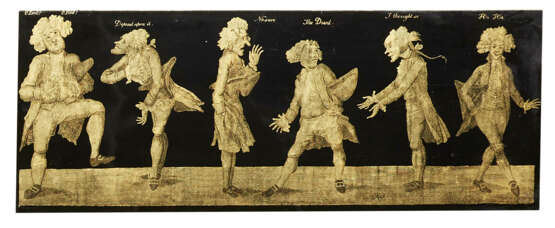 A SET OF THREE GEORGE III VERRE EGLOMISE PICTURES - photo 6