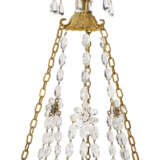 A DIRECTOIRE STYLE CUT-GLASS-MOUNTED ORMOLU AND BLUE-DECORATED TWELVE-LIGHT CHANDELIER - фото 5