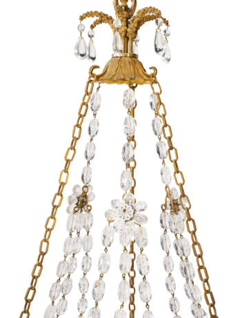 A DIRECTOIRE STYLE CUT-GLASS-MOUNTED ORMOLU AND BLUE-DECORATED TWELVE-LIGHT CHANDELIER - photo 5