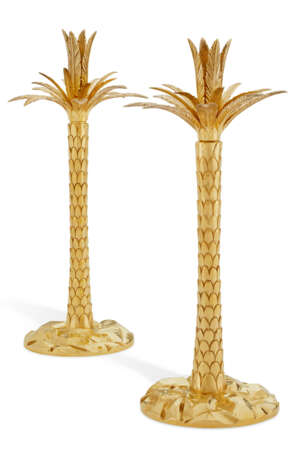 A PAIR OF SILVER-GILT PALM TREE-FORM CANDLESTICKS - photo 1