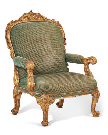 A GEORGE II GILTWOOD ARMCHAIR OF MONUMENTAL PROPORTIONS - photo 1