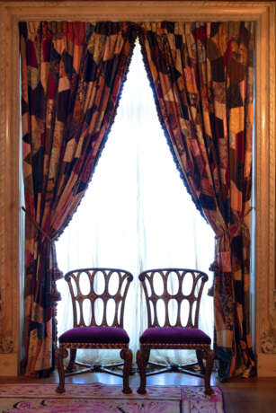 EIGHT PATCHWORK CURTAIN PANELS - photo 1