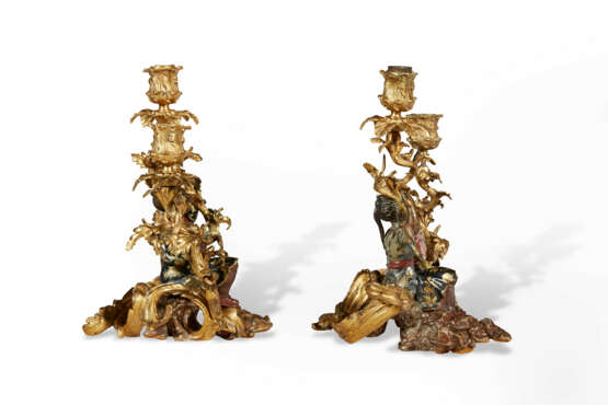 A PAIR OF FRENCH ORMOLU AND LACQUERED-BRONZE TWO-LIGHT CANDELABRA - photo 3