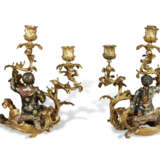 A PAIR OF FRENCH ORMOLU AND LACQUERED-BRONZE TWO-LIGHT CANDELABRA - photo 4