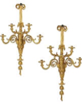 A PAIR OF RESTAURATION ORMOLU FIVE-BRANCH WALL-LIGHTS