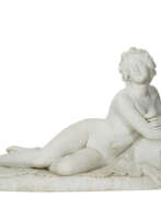 Луиджи Бьенеме. AN ITALIAN MARBLE FIGURE OF A RECLINING BACCHANTE