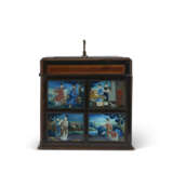 A GEORGE III MAHOGANY AND EBONY TEA CADDY INSET WITH CHINESE EXPORT REVERSE PAINTINGS-ON-GLASS - фото 3