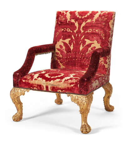 A PAIR OF GEORGE II GILTWOOD ARMCHAIRS - photo 3