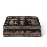 TWO CHINESE SILK AND METALLIC CUT-VELVET-UPHOLSTERED OTTOMANS - фото 2