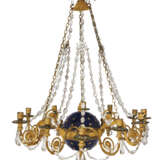 A DIRECTOIRE CUT-GLASS-MOUNTED ORMOLU AND ENAMELED TWELVE-LIGHT CHANDELIER - фото 2