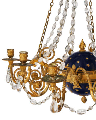 A DIRECTOIRE CUT-GLASS-MOUNTED ORMOLU AND ENAMELED TWELVE-LIGHT CHANDELIER - фото 3