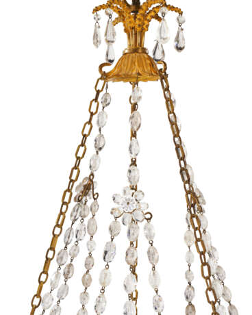 A DIRECTOIRE CUT-GLASS-MOUNTED ORMOLU AND ENAMELED TWELVE-LIGHT CHANDELIER - photo 4
