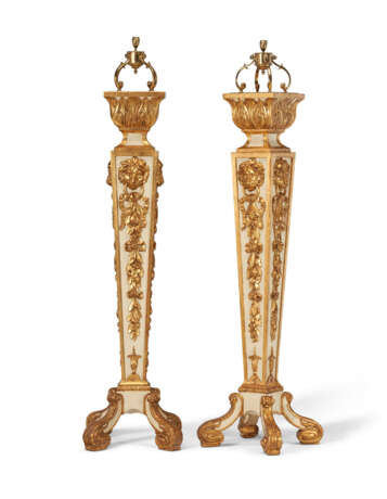 A PAIR OF GEORGE II PARCEL-GILT AND WHITE-PAINTED PEDESTALS - photo 6