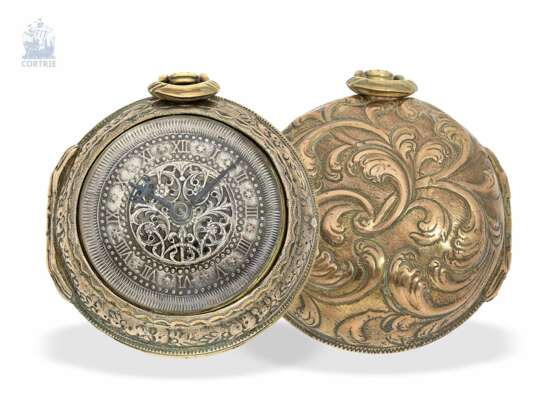 Taschenuhr: seltene und ungewöhnliche englische Doppelgehäuse-Spindeluhr mit Scheinpendel, Benjamin Barber London No.7098, England um 1750 - Foto 6