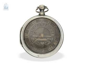 Taschenuhr: seltene einzeigrige Doppelgehäuse-Spindeluhr mit retrograder Stunde und Tag/Nachtanzeige, Thomas Maston London, 1825