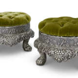A PAIR OF INDIAN PARCEL-GILT SILVER-MOUNTED FOOTSTOOLS - фото 1