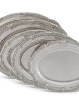 A SET OF FIVE GEORGE III SILVER MEAT DISHES