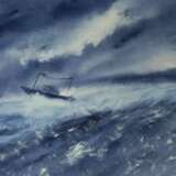 шторм акварель бумага Алла прима Постминимализм Морской пейзаж Арзамас 2022 г. - фото 1