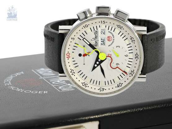 Armbanduhr: limitierter Chronograph, Designeruhr Alain Silberstein "Krono Bauhaus" No.436/999 mit originaler Schatulle - фото 1