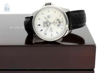 Armbanduhr: großes Tag Heuer Automatic-Chronometer Grand Carrera GMT Kaliber 8, Ref.WAF5112 mit Originalbox und Originalpapieren