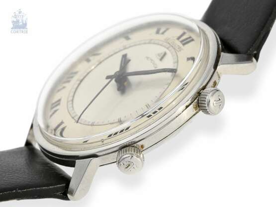 Armbanduhr: außergewöhnliche, große Le Coultre Memovox Monocoque in Edelstahl, vermutlich ca. 1950 - Foto 2