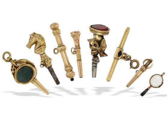 Taschenuhrenschlüssel: Konvolut von seltenen Spindeluhrenschlüsseln, ca.1780-1820 - Foto 1