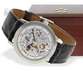 Armbanduhr: sehr seltene, streng limitierte vintage Herrenuhr Eterna "Skeleton Platinum" Ref.1856 No.133/299 mit Originalzertifikat und Originalbox