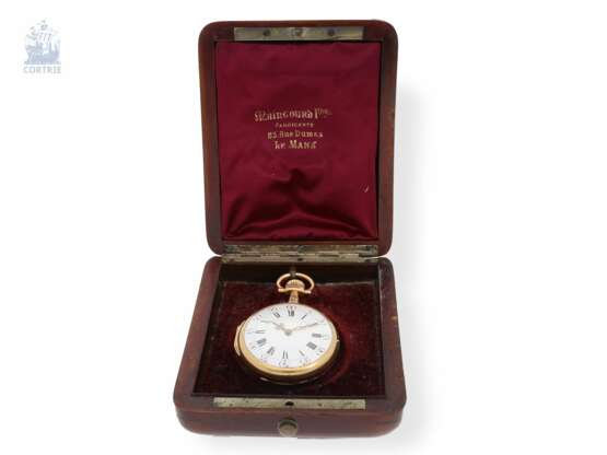 Taschenuhr: hochfeines und extrem seltenes französisches Louis XVI-Style Taschenchronometer mit Originalbox, Maingourd Freres Le Mans No.50653, ca.1870 - фото 4
