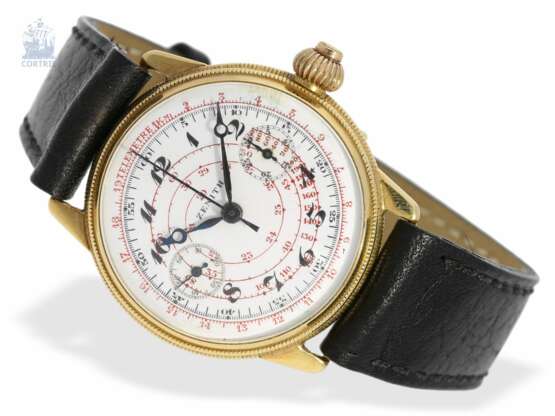 Armbanduhr: Rarität, extrem früher "Single Button Chronograph" mit Register und Emaillezifferblatt, Zenith um 1928 - Foto 1