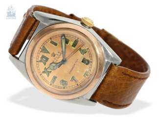 Watch: very rare Rolex men's watch from 1944, "ROLEX REF. 3133 BUBBLE BACK PINK CALIFORNIA DIAL STEEL/PINK GOLD"