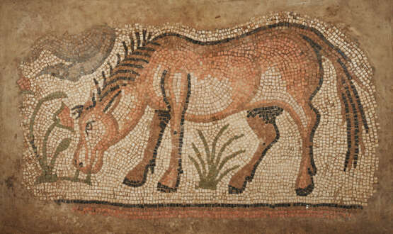 A BYZANTINE MARBLE MOSAIC PANEL WITH A HORSE - photo 1