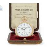 Taschenuhr: hochfeine und rare Patek Philippe Taschenuhr mit seltener 5-Minuten-Repetition und Box, No.90778, Genf ca.1892 - photo 1