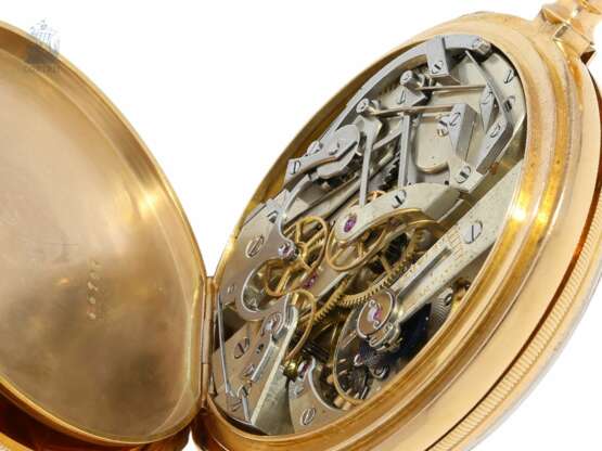 Taschenuhr: hochfeines, ganz frühes Patek Philippe Ankerchronometer mit Chronograph mit Kronendrücker, No.66797, Genf 1882, mit Stammbuchauszug - photo 6