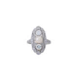 Art Déco Ring mit Perle und Diamanten von zus. ca. 0,85 ct, - Foto 2
