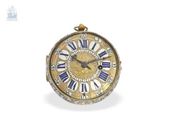 Taschenuhr: große, dekorative Oignon mit Silbergehäuse, Jean Godde Le Jeune, Uhrmacher von Louis XIV, Meister seit 1691, verzeichnet bis 1729 - Foto 5