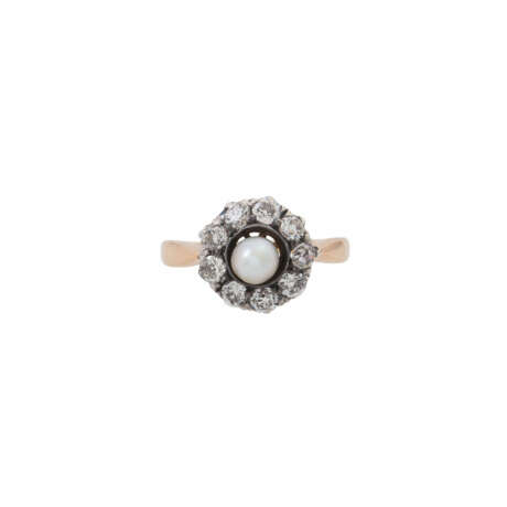 Ring mit Perle und Altschliffdiamanten - photo 2