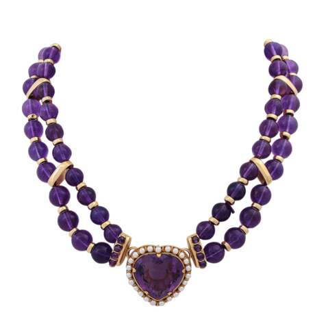 Amethystcollier mit Herzmittelteil, - фото 1