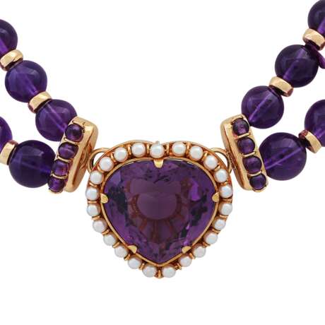 Amethystcollier mit Herzmittelteil, - Foto 2