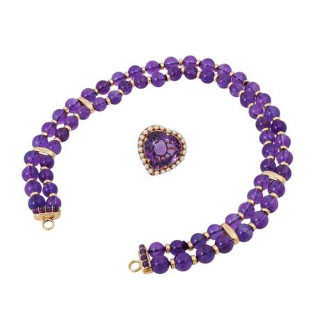 Amethystcollier mit Herzmittelteil, - photo 5