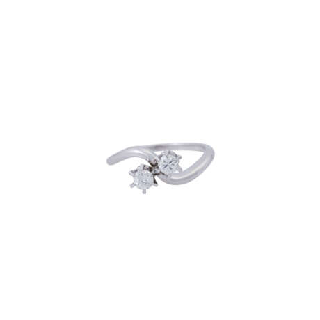 Ring mit 2 Diamanten im Übergangsschliff, zus. ca. 0,4 ct, - photo 2