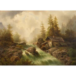 HÜBNER, ANTON (1818-1892) "Wassermühle im Berner Oberland"