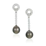 NO RESERVE | CARTIER GRAY CULTURED PEARL AND DIAMOND 'HIMALIA' EARRINGS - photo 1