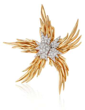 TIFFANY & CO., JEAN SCHLUMBERGER DIAMOND AND GOLD 'FLAMES' BROOCH - photo 1